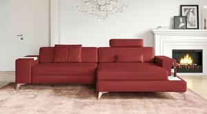 BULLHOFF Ecksofa »Leder Ecksofa Eckcouch L-Form Designsofa LED Wohnlandschaft Leder XXL Sofa Couch Cognac Braun »MÜNCHEN IV« von BULLHOFF«, Made in Europe