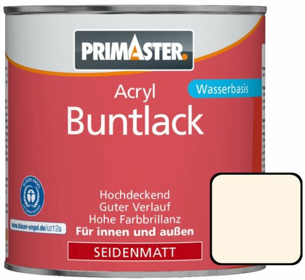 Bild 1 von Primaster Acryl Buntlack cremeweiss seidenmatt, 750 ml