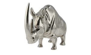 Deko Figur Nashorn silber Aluminium Maße (cm): B: 9 H: 17 T: 27 Dekoration