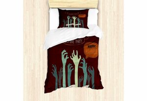 Bettwäsche »Top Qualität Weich und Warm 3 Teiligen Bettbezug mit 1 Kissenbezüge«, Abakuhaus, Halloween Zombie Party Hände Kunst