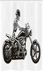 Abakuhaus Duschvorhang »Badezimmer Deko Set aus Stoff mit Haken« Breite 120 cm, Höhe 180 cm, Skelett Verrückter Halloween-Motorrad