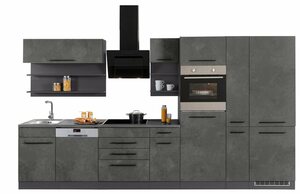 HELD MÖBEL Küchenzeile »Tulsa«, Breite 360 cm, mit E-Geräten, schwarze Metallgriffe, MDF Fronten