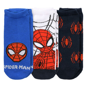 3 Paar MARVEL Spiderman Sneaker-Socken WEISS / DUNKELBLAU / BLAU