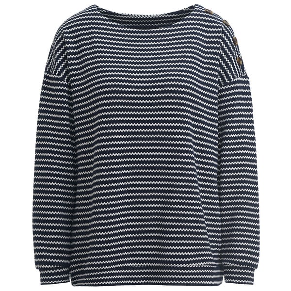 Bild 1 von Damen Sweatshirt mit Zierknöpfen DUNKELBLAU / WEISS