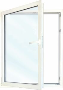 Euronorm Kunststoff-Fenster 70/3s weiss,  1000x1000mm DIN links, Uw 0,9w/M²K