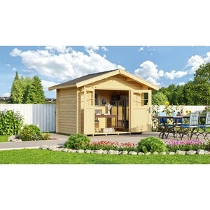 Weka Holz-Gartenhaus Premium28 Natur BxT: 300 cm x 310 cm davon 60 cm Vordach