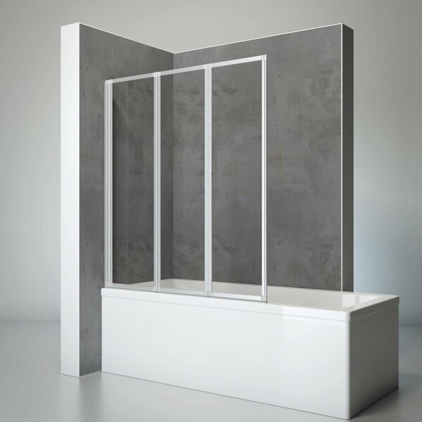 Bild 1 von Schulte Badewannenaufsatz einfaltbar Echtglas Alu Natur 140 cm x 127 cm