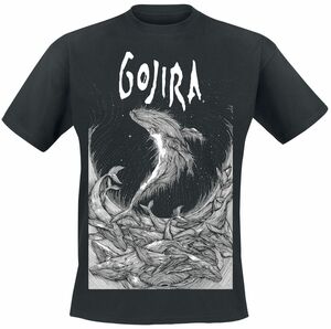 Gojira Woodblock Whales T-Shirt schwarz