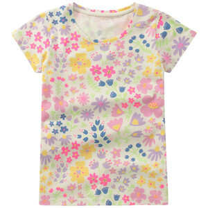 Mädchen T-Shirt mit bunten Blumen CREME