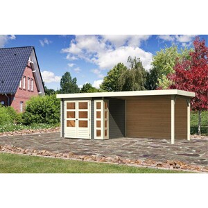 Karibu Gartenhaus Sölve 3 Set Terragrau mit Schleppdach, Rückwand 528,5 cm x 238