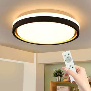 ZMH - Deckenlampe LED Deckenleuchte Dimmbar Wohnzimmer mit Fernbedienung - 18W 30cm Rund Modern Schlafzimmerlampe in Weiss und Schwarz Gold