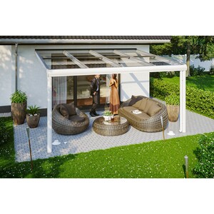 Skan Holz Terrassenüberdachung Modena 434 x 257 cm Aluminium Weiß