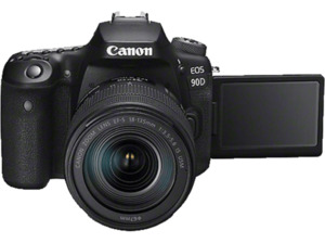 CANON EOS 90D Kit Spiegelreflexkamera, 4K, Full-HD, HD, 18-135mm Objektiv (EF-S, IS II, USM), Touchscreen Display, WLAN, Schwarz