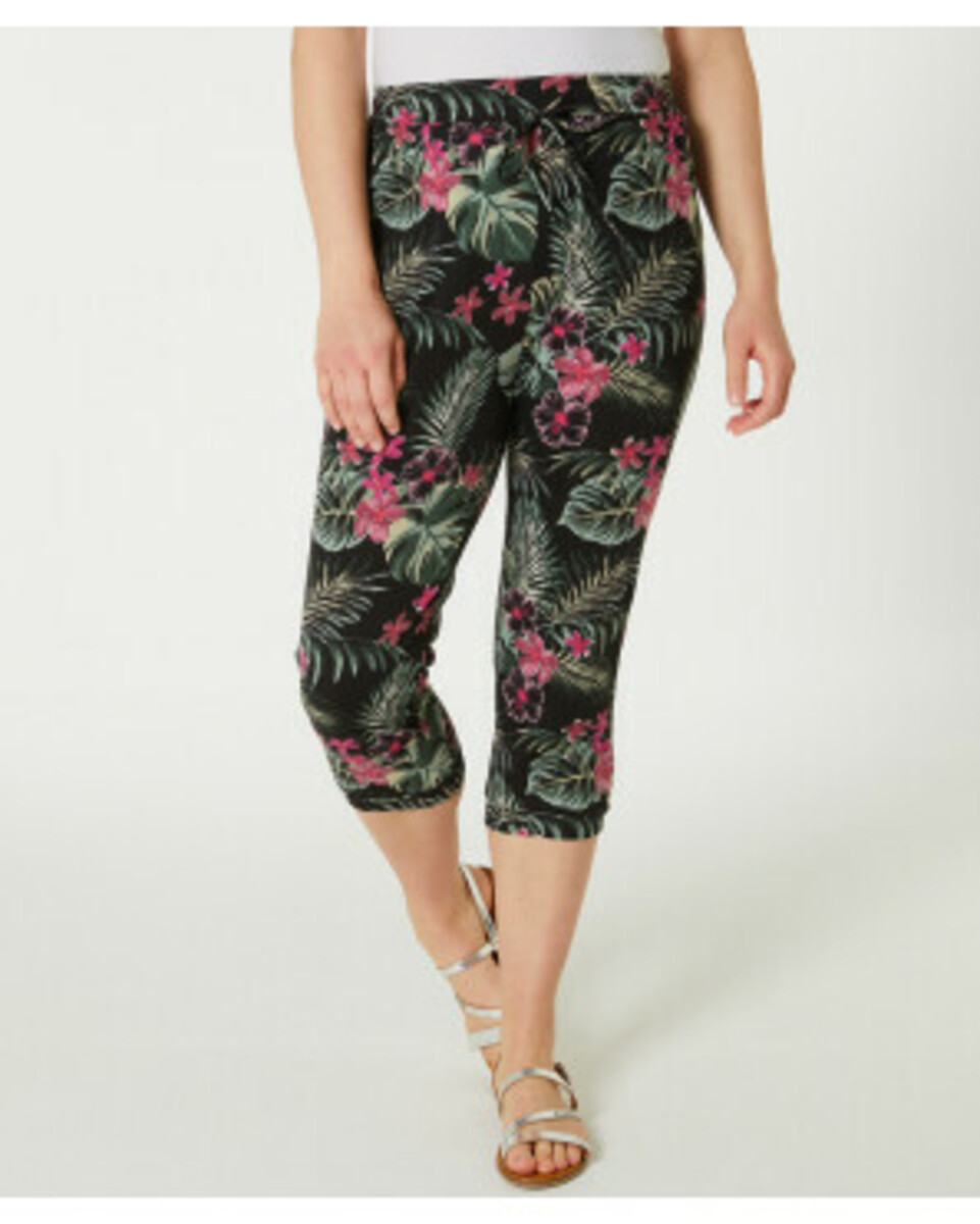 Bild 1 von Hose mit Palmenblättern, Janina, Caprilänge, Palemdruck