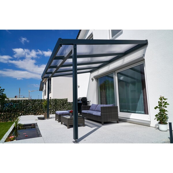 Bild 1 von Terrassenüberdachung Premium (BxT) 410 cm x 306 cm Anthrazit Polycarbonat Klar