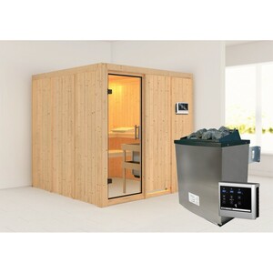 Woodfeeling Sauna Rikka, Ofen, externe Steuerung Easy, Glastür