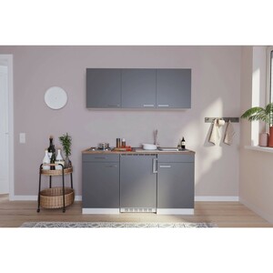 Respekta Küchenzeile KB150WG 150 cm Grau-Weiß