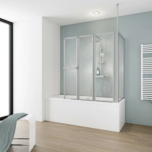 Schulte Badewannenfaltwand 3-teilig mit Seitenwand Kunstglas