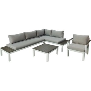 Gartenfreude Aluminium-Lounge Ambience Zwei- u. Dreisitzer Sessel Tisch Weiß