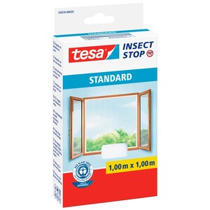 Tesa Insect Stop Fliegengitter Standard mit Klettband 100 cm x 100 cm Weiß