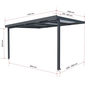 Terrassenüberdachung Premium Bausatz (BxT) 410 cm x 306 cm Anthrazit