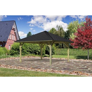 Pavillon Hedemark 1 Set kdi mit Schindeln Schwarz 359 cm x 359 cm x 315 cm