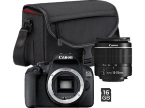 CANON EOS 2000D Kit + Tasche SB130 und Speicherkarte SD 16GB Spiegelreflexkamera, Full HD, 18-55 mm Objektiv (EF-S), WLAN, Schwarz