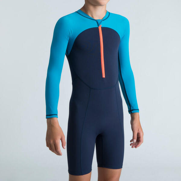 Bild 1 von Schwimmanzug Shorty langarm Kinder mit kurzem Reißverschluss 100 blau