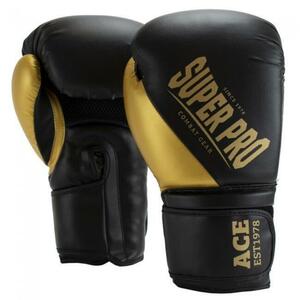 Super Pro (Kick)Boxhandschuhe Combat Gear ACE PU schwarz/gold 6oz