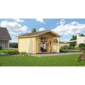 Weka Holz-Gartenhaus Premium28 Natur BxT: 300 cm x 360 cm davon 60 cm Vordach