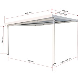 Terrassenüberdachung Premium Bausatz (BxT) 410 cm x 306 cm Weiß