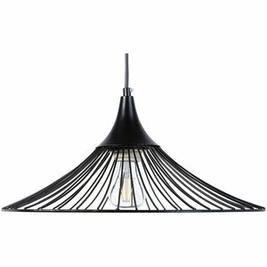 Hängeleuchte Schwarz Metall Glühbirnen-Optik geschwungener Schirm mit Gitter in Trichterform für Wohnzimmer Esszimmer Minimalistischer Stil