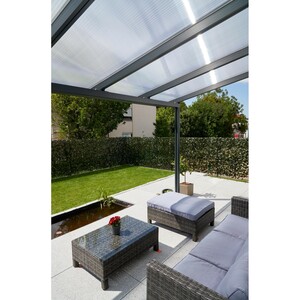 Terrassenüberdachung Premium (BxT) 309 cm x 306 cm Anthrazit Polycarbonat Klar