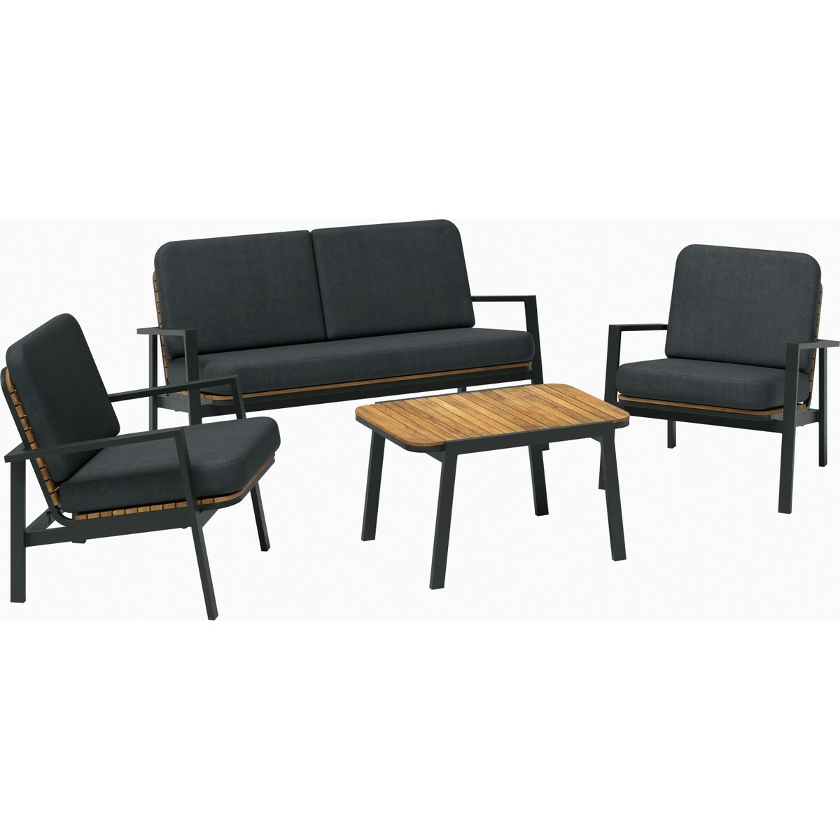 Bild 1 von Lounge-Set Olary 4-teilig Akazienholz Schwarz