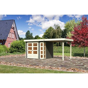 Karibu Gartenhaus Sölve 3 Set Terragrau mit Schleppdach 491 cm x 238 cm