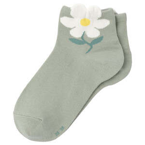 1 Paar Damen Sneaker-Socken mit Blumen-Detail OLIV
