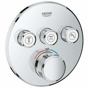 Grohe Grohtherm SmartControl Thermostat mit drei Absperrventilen, Wandrosette rund, Farbe: Chrom - 29121000