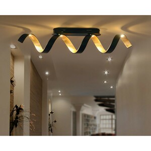 Luce Design LED-Deckenleuchte Helix Schwarz-Gold 35 cm x 80 cm x 13,5 cm
