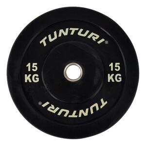 Tunturi Gewichtsscheiben aus Gummi, schwarze Langhantelscheiben 50 mm, 10 kg