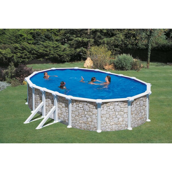 Bild 1 von Summer Fun Stahlwand-Pool Set Stein-Dekor VALENCIA oval 500 x 300 x 120cm