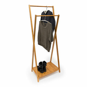 Kleiderständer Bambus H x B x T: 156 x 56,5 x 40 cm stabiler Garderobenständer aus Bambus mit 1 Ablagefläche im originellen gekreuzten Design als