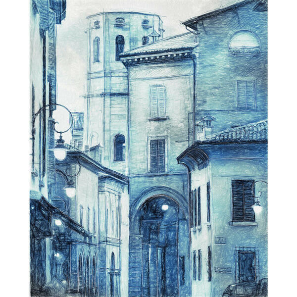 Bild 1 von Komar Vliestapete, Blau, Weiß, Häuschen, 200x250 cm, Fsc, Tapeten Shop, Vliestapeten