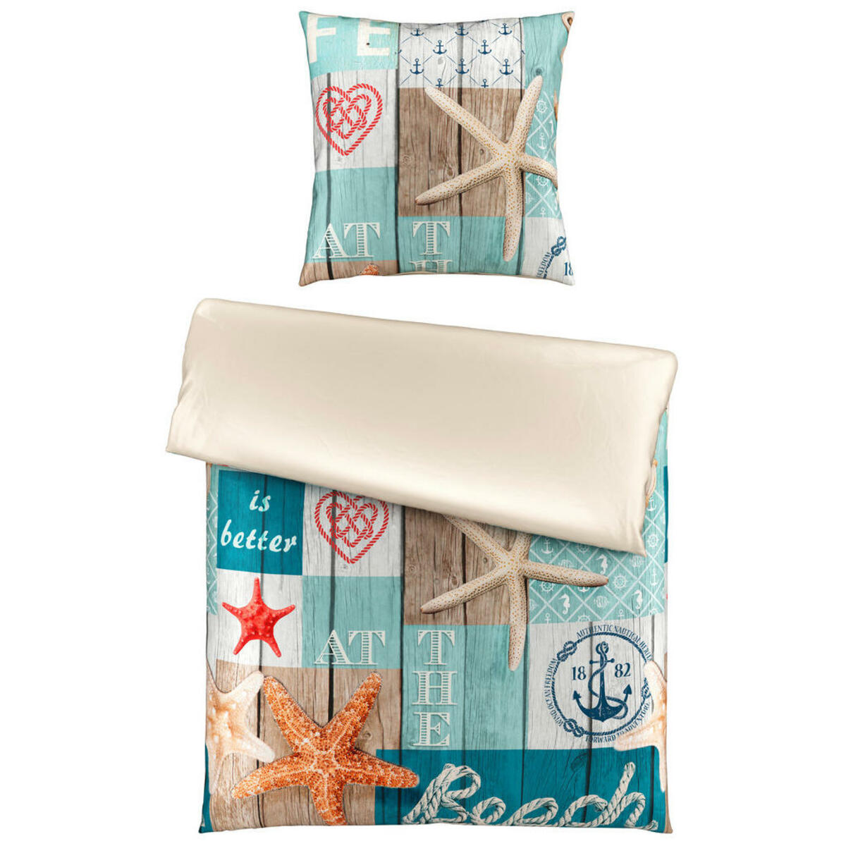 Bild 1 von Esposa Wendebettwäsche, Mehrfarbig, Textil, Muschel, 135x200 cm, pflegeleicht, schadstoffgeprüft, Schlaftextilien, Bettwäsche, Bettwäsche, Wendebettwäsche