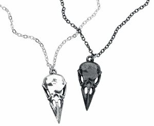 Alchemy Gothic Coeur Crane Necklace Halskette schwarz silberfarben