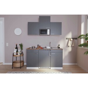 Respekta Küchenzeile KB150WGMIC 150 cm Grau-Weiß