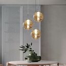 Bild 1 von ZMH - Pendelleuchte esstisch Pendellampe Hoehenverstellbar Kronleuchter Haengeleuchte 3-Flammig aus Glas in Farbe Bernstein Kuechen Wohnzimmerlampe