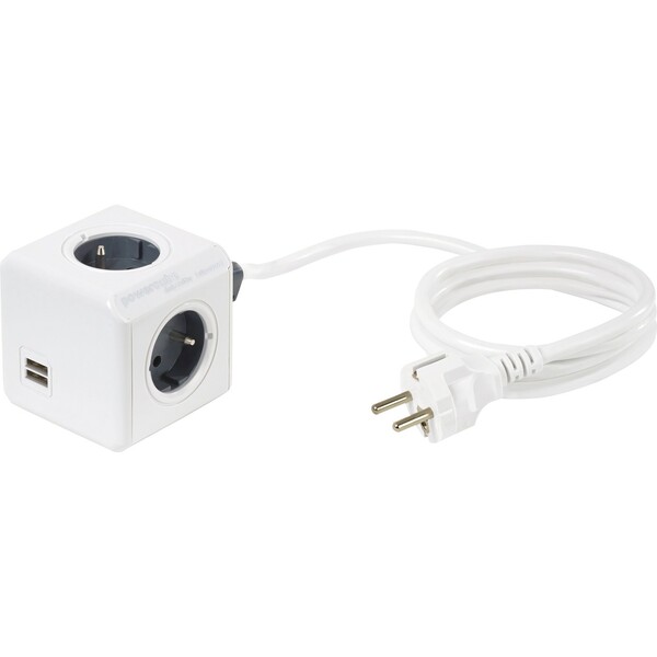 Bild 1 von Steckdosenleiste Power Cube 4-fach Weiß 1,5 m mit USB