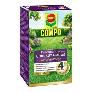 Compo Rasendünger gegen Unkraut+Moos Komplett-Pflege 3 kg für 100 m²