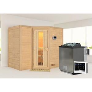 Woodfeeling Sauna Steena 2 inkl. Bio-Ofen 9 kW mit ext. Steuerung, Energiespartü