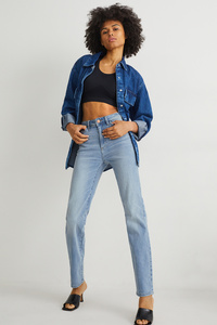 C&A Straight Jeans-High Waist, Blau, Größe: 40